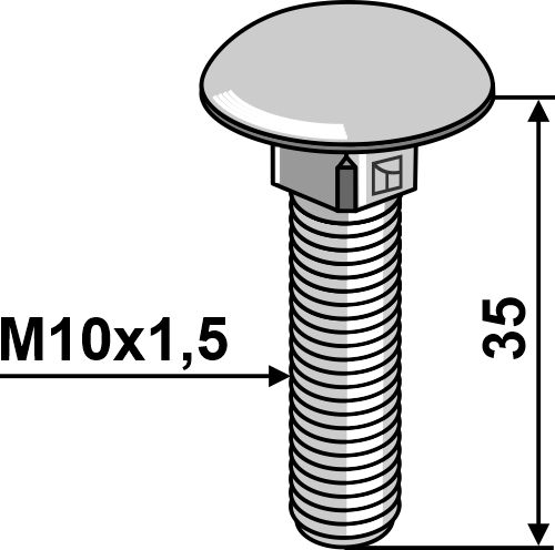 Винты с полукруглой низкой головкой - гальванизированно оцинкованы  - M10x1,5