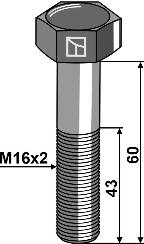 Винты с шестигранной головкой DIN931 - 10.9 без гайки - M16x2