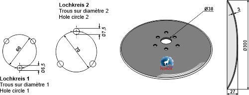Сводчатые диски для фланца с 6-ю отверстиями