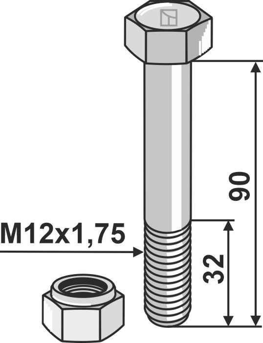 Болты с стопорными гайками - M12x1,75