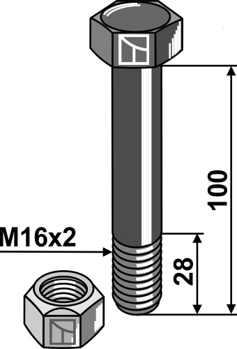 Болты с стопорными гайками - M16x2