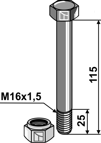 Болты с стопорными гайками - M16x1,5