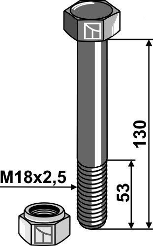 Болты с стопорными гайками - M18x2,5