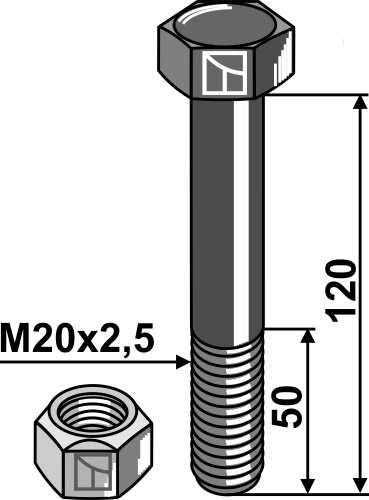 Болты с стопорными гайками - M8x1,25