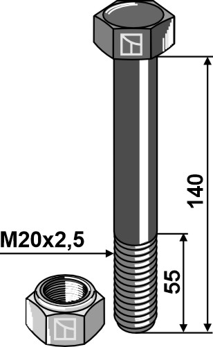 Болты с стопорными гайками - M8x1,25