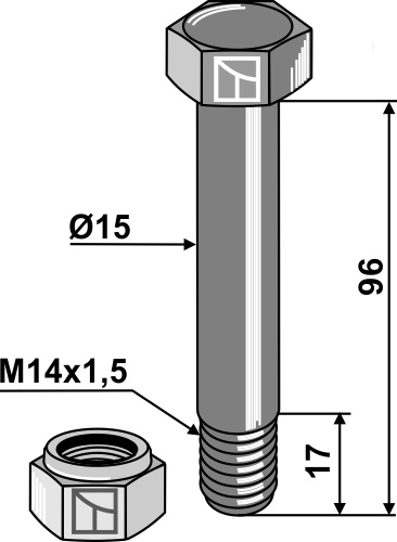 Болты с стопорными гайками - M14x1,5