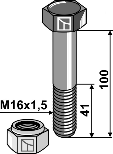 Болты с стопорными гайками - M16x1,5