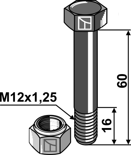 Болты с стопорными гайками - M12x1,25