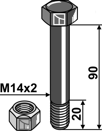 Болты с стопорными гайками - M14x2