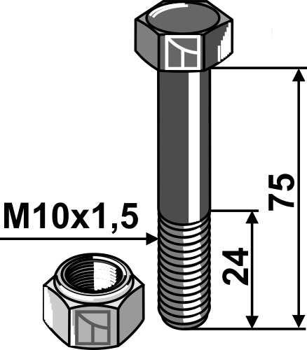 Болты с стопорными гайками - M10x1,5
