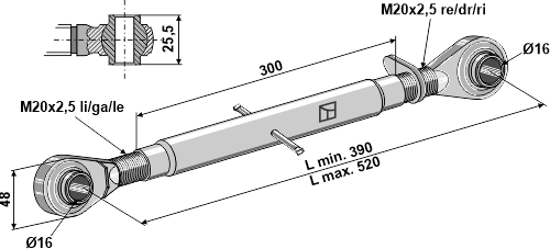 Верхняя тяга M20X2,5