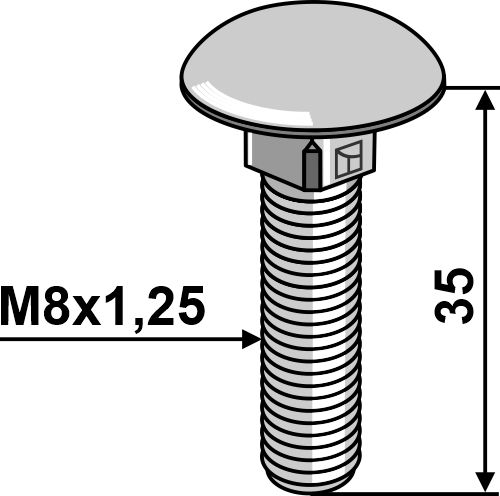 Винты с полукруглой низкой головкой - гальванизированно оцинкованы  - M8x1,25