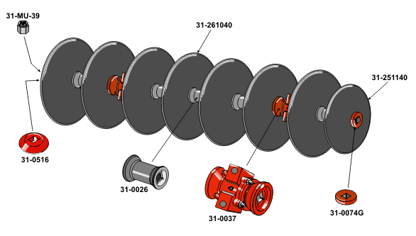 Сегмент дисковой бороны с гладкими дисками Ø610