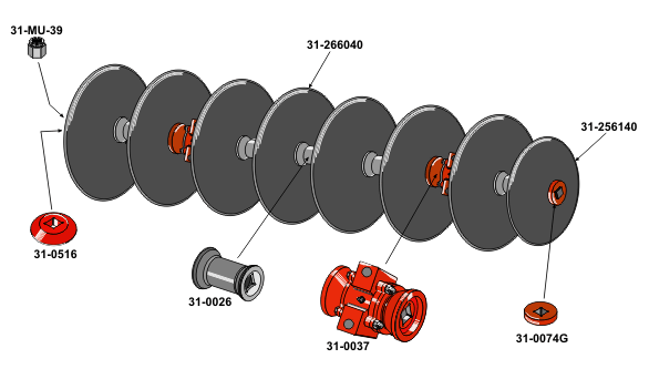 Сегмент дисковой бороны с гладкими дисками Ø660